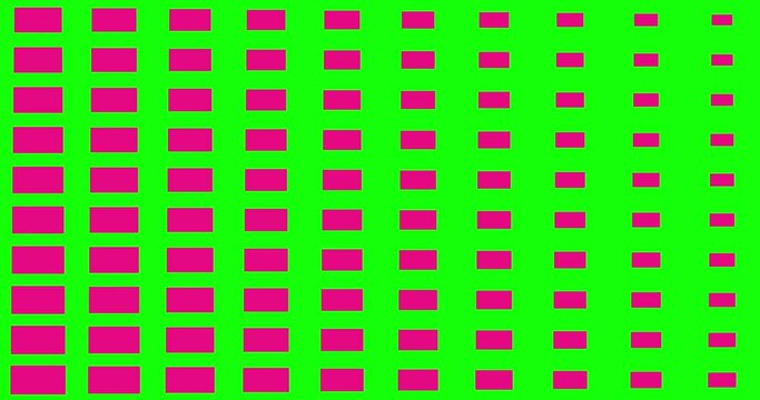 Simple moving squares transition animation. Modern geometric shapes transition, intro or ending on green background.