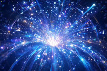 Colorful abstract explosion illustration image in digital space. Explosion diffusion concept.
