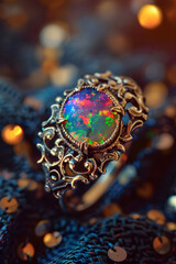 October Birthstone: Opulent Opal Enwrapped in Artisan Silver Ring