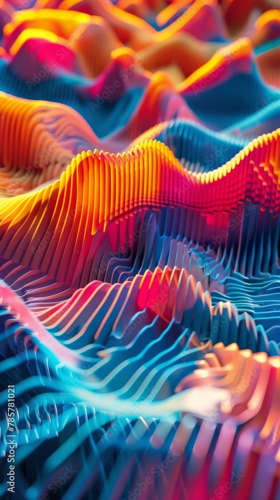 Poster a colorful, abstract image of a wave with a blue and yellow stripe