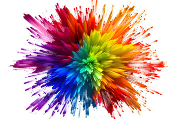 A vibrant rainbow color explosion on a white canvas.