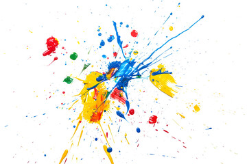 A chaotic dance of colorful paint splatters in motion.