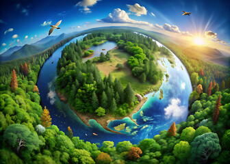 Celebrate Earth Day with a Stunning Nature Portrait: Lush Forests, Crystal-Clear Waters, Vibrant Wildlife, Sustainable Practices.