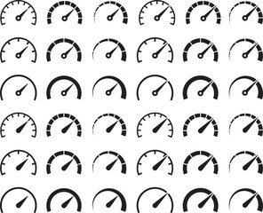 様々な形のメーターアイコンのベクターイラストセット