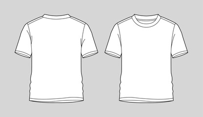 Blank white t-shirt template. Front and back view illustration