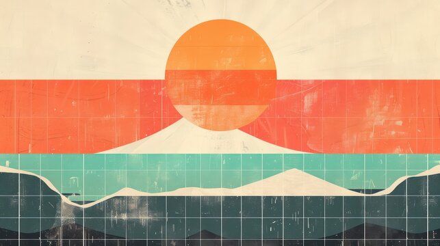 Abstract retro vintage background for minimalist poster design, reminiscent of faded neon from the 1980s