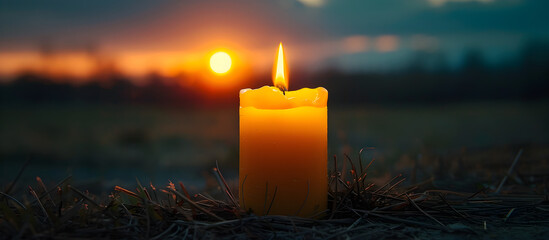 A memorial candle used for remembrance and tribute, often seen at memorial services and funerals - obrazy, fototapety, plakaty