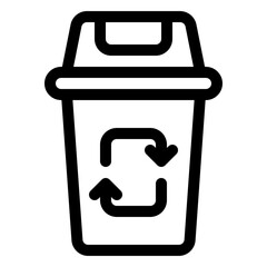 garbage recycle outline icon and illustration