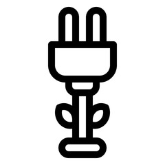 electric plug green outline icon and illustration