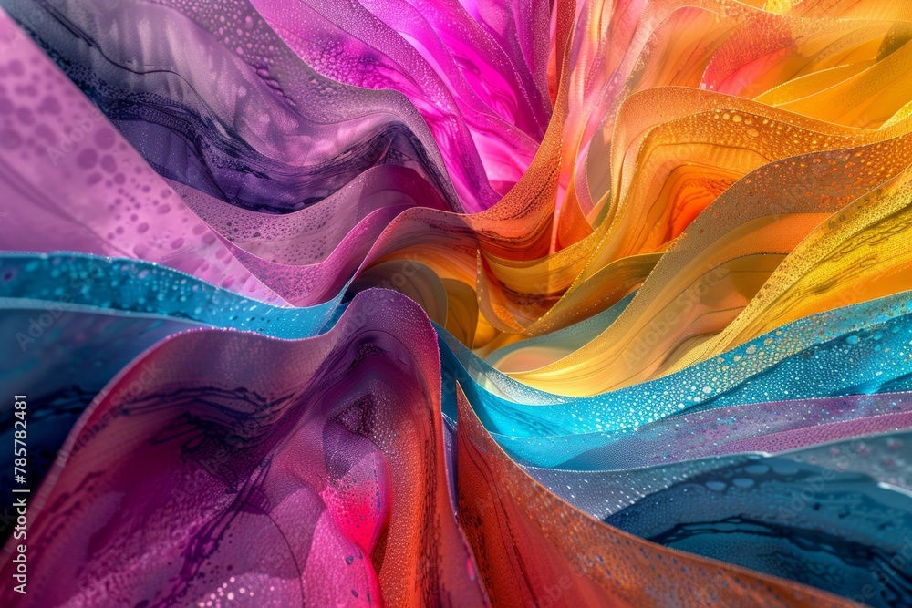 Poster vibrant abstract painting with a multitude of colors. dynamic artistic expression.