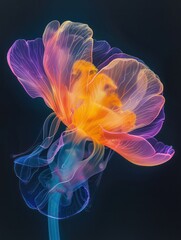 colorful fantasy flower, isolated on a black background
