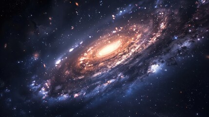 Space background featuring dynamic speed of light in a galaxy - obrazy, fototapety, plakaty