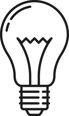 Electric halogen light bulb or lamp outline icon. Office or home electric light equipment, halogen lamp outline vector sign or monochrome pictogram. Idea and creativity symbol or invention concept