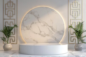 White Marble Table With Circular Light