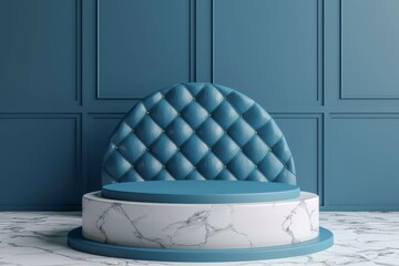 Blue and White Chair on Marble Counter