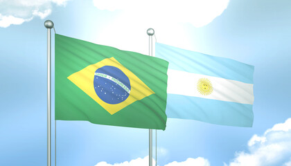 Brazil and Argentina Flag Together A Concept of Relations