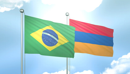 Brazil and Armenia Flag Together A Concept of Relations