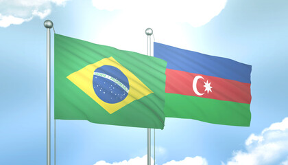 Brazil and Azerbaijan Flag Together A Concept of Relations