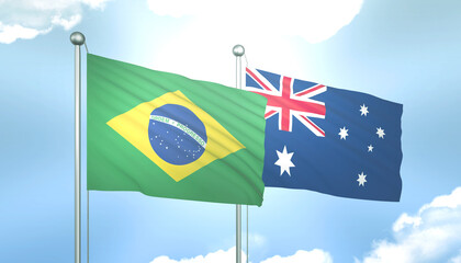 Brazil and Australia Flag Together A Concept of Relations