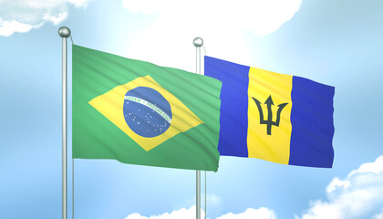 Brazil and Barbados Flag Together A Concept of Relations