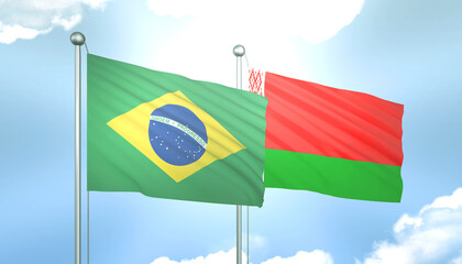 Brazil and Belarus Flag Together A Concept of Relations