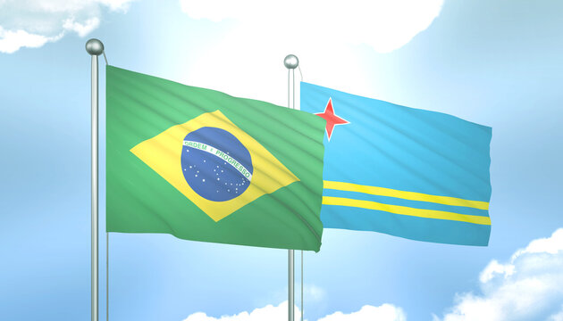 Brazil and Aruba Flag Together A Concept of Relations