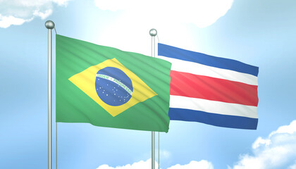 Brazil and Costa Rica Flag Together A Concept of Relations