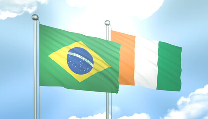 Brazil and Cote Divoire Flag Together A Concept of Relations