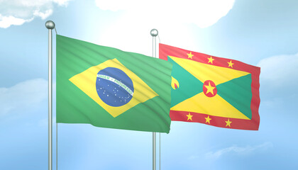 Brazil and Grenada Flag Together A Concept of Relations