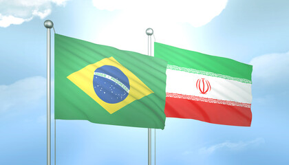 Brazil and Iran Flag Together A Concept of Relations