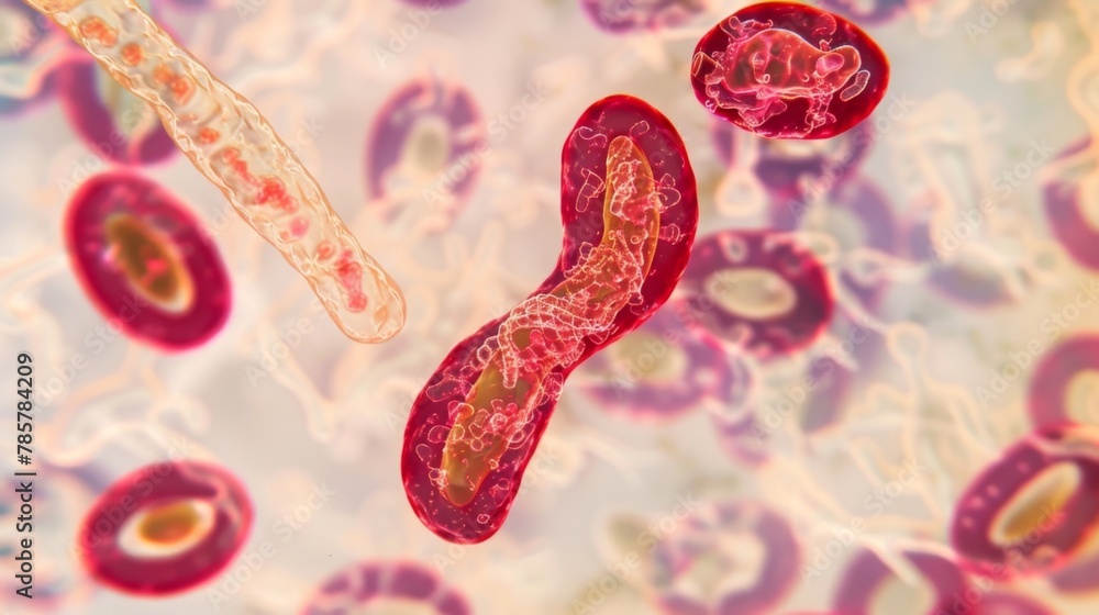 Aufkleber a microscopic view of a smear showing a of sickleshaped red cells a clear indication of sickle cell 