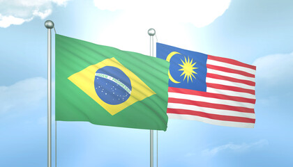 Brazil and Malaysia Flag Together A Concept of Relations