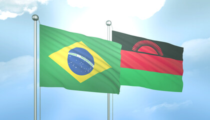 Brazil and Malawi Flag Together A Concept of Relations