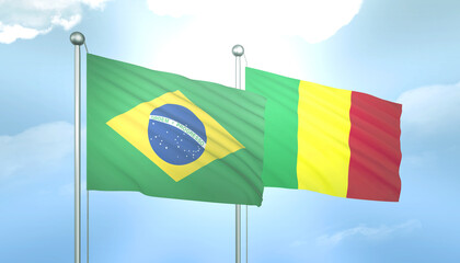Brazil and Mali Flag Together A Concept of Relations