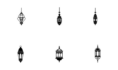 Fototapeta na wymiar Islamic Lamps Vectors Icon Set