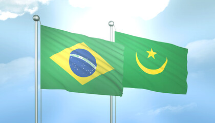 Brazil and Mauritania Flag Together A Concept of Relations