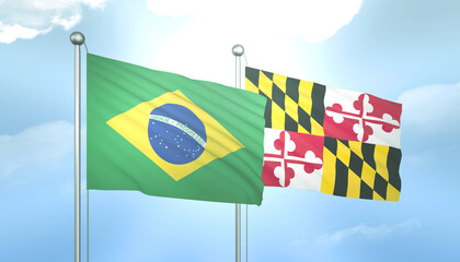 Brazil and Maryland Flag Together A Concept of Relations
