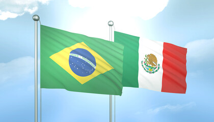 Brazil and Mexico Flag Together A Concept of Relations