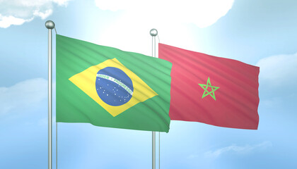 Brazil and Morocco Flag Together A Concept of Relations