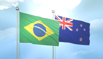 Brazil and New Zealand Flag Together A Concept of Relations