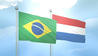 Brazil and Netherlands Flag Together A Concept of Relations