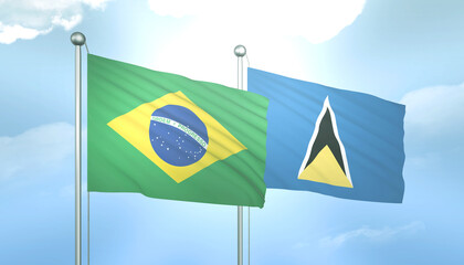 Brazil and Saint Lucia Flag Together A Concept of Relations