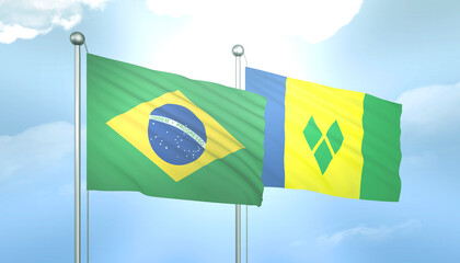 Brazil and Saint Vincent  Flag Together A Concept of Relations