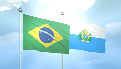 Brazil and San Marino Flag Together A Concept of Relations