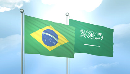 Brazil and Saudi Arabia Flag Together A Concept of Relations