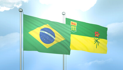 Brazil and Saskatchewan Flag Together A Concept of Relations