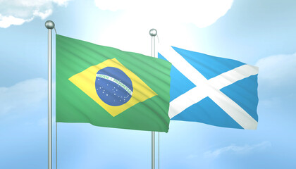 Brazil and Scotland Flag Together A Concept of Relations