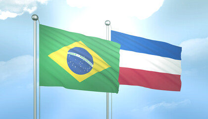Brazil and Serbia and Montenegro Flag Together A Concept of Relations
