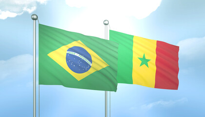 Brazil and Senegal Flag Together A Concept of Relations