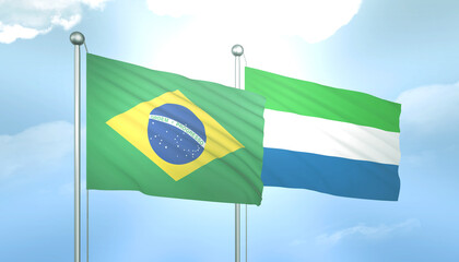 Brazil and Sierra Loeone Flag Together A Concept of Relations